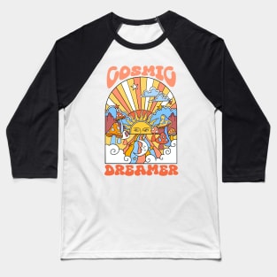 60s Cosmic Dreamer Psychedelic hippie mushroom sunshine Baseball T-Shirt